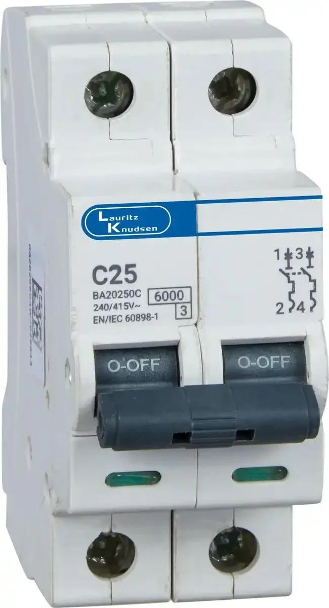 Lauritz Knudsen Tripper Double Pole C Curve 25A MCB