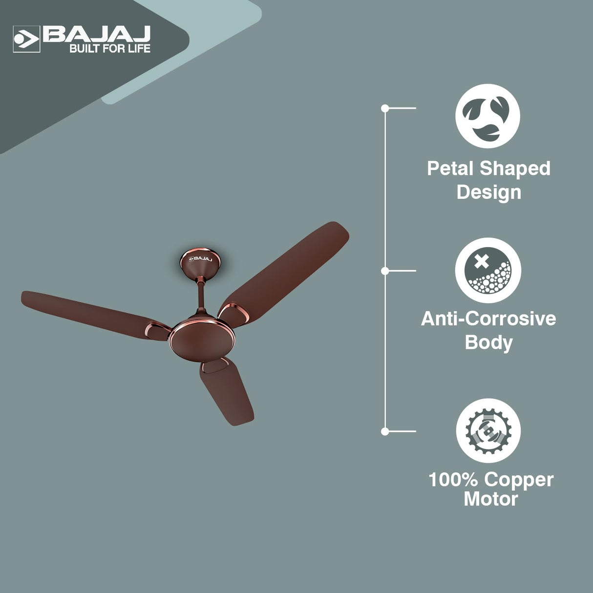 Bajaj Trendy EE 1200mm Anti Dust Ceiling Fan (Walnut Red)