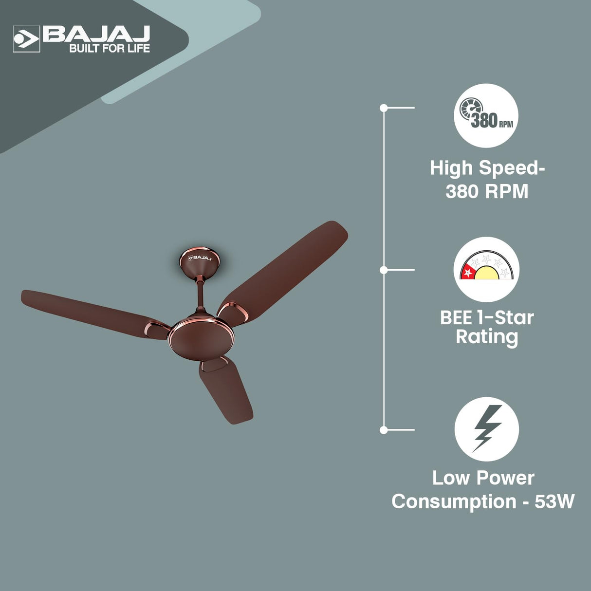 Bajaj Trendy EE 1200mm Anti Dust Ceiling Fan (Walnut Red)