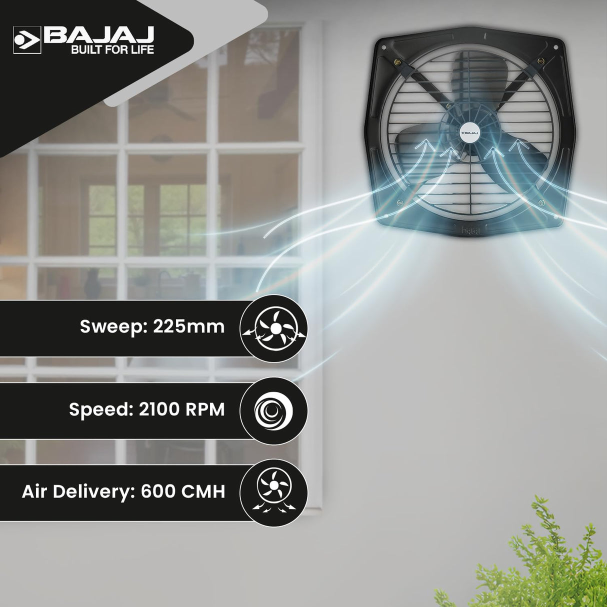 Bajaj Bahar 225mm Exhaust fan (Metallic Grey)