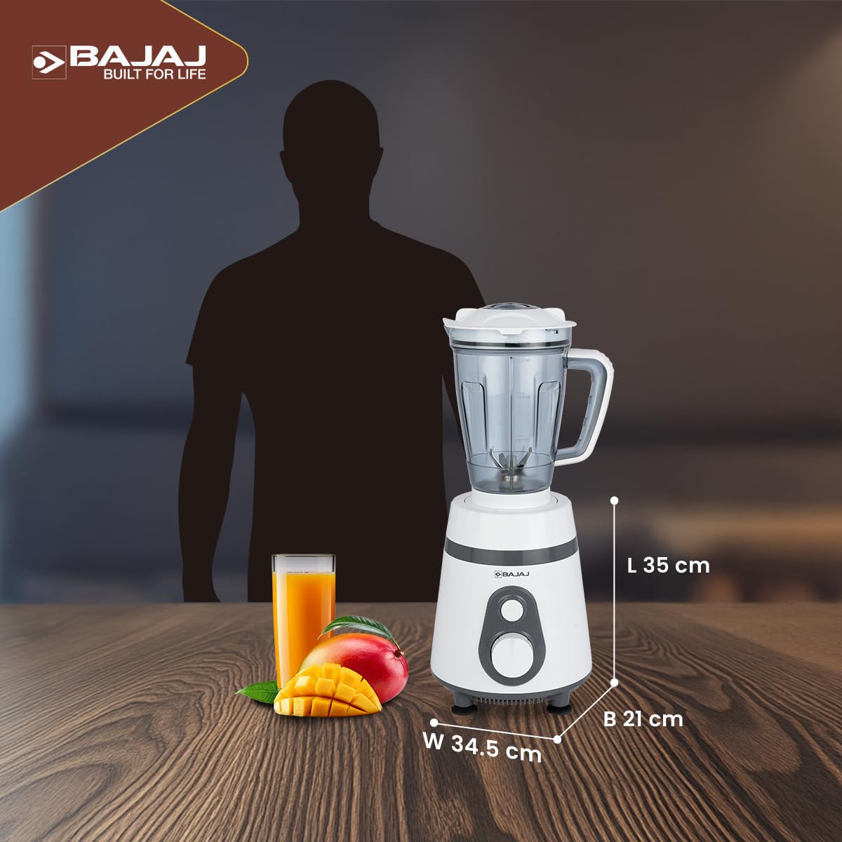 Bajaj Ninja Series Power Blend 1000 Watts 3 Jar Juicer Mixer Grinder 【White & Grey】