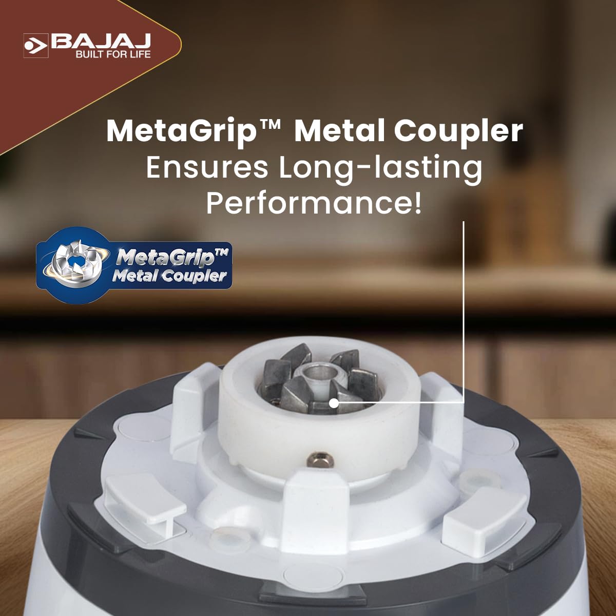 Bajaj Ninja Series Power Blend 1000 Watts 3 Jar Juicer Mixer Grinder 【White & Grey】