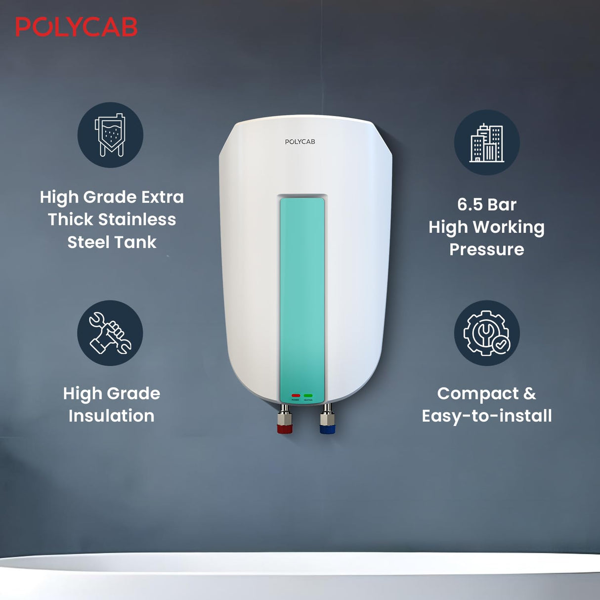 Polycab Intenso 5 litre Instant Water heater Geyser (White)