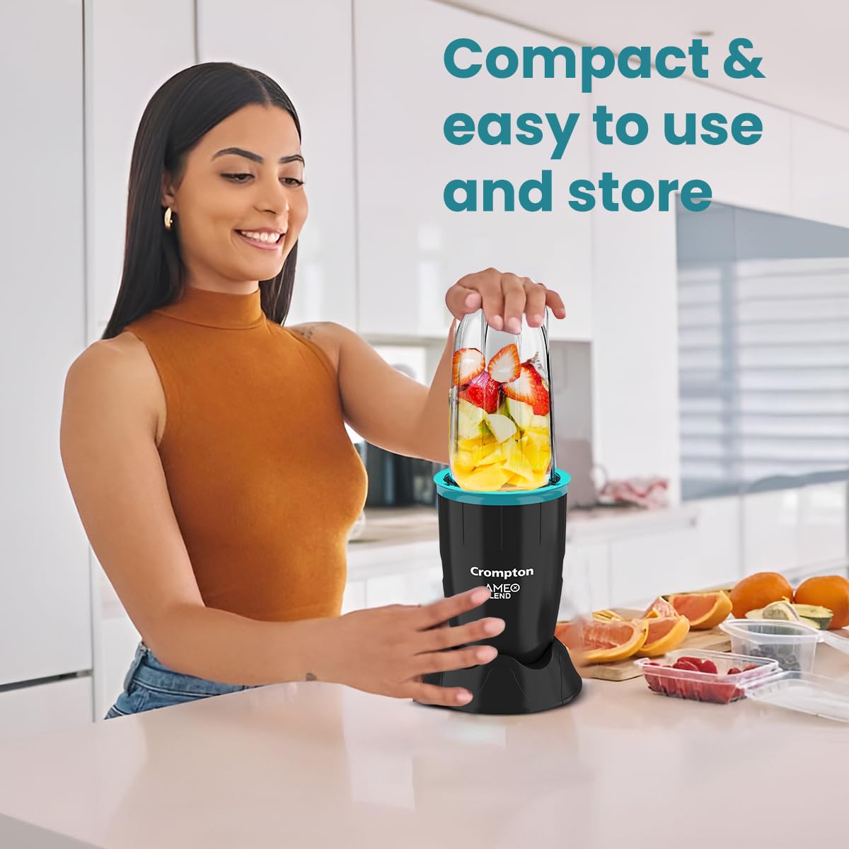 Crompton AMEO BLEND Nutri blender 400 W Juicer (2 Jars | Sea Green and black)