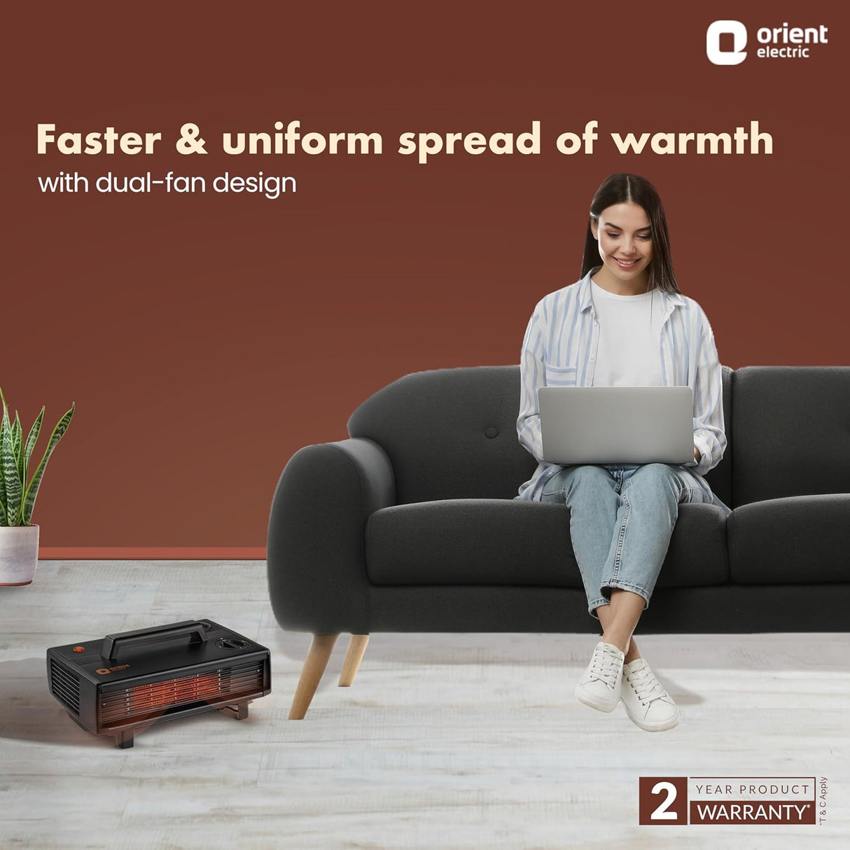 Orient Electric 2000 Watts Heat Convector Compact Room Heater 2000W (Black)