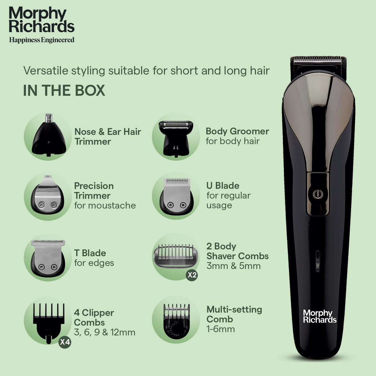 Morphy Richards Kingsman Pro 12-In-1 Grooming Kit For Men (Black)