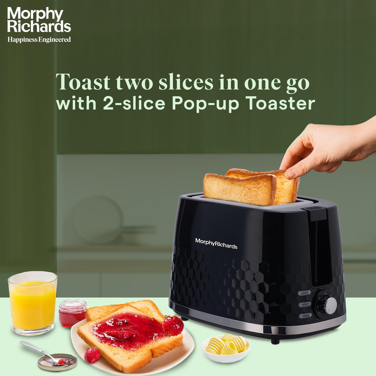 Morphy Richards 850 Watts Hive Series Pop Up Toaster With 2 Slice (Glossy Black)