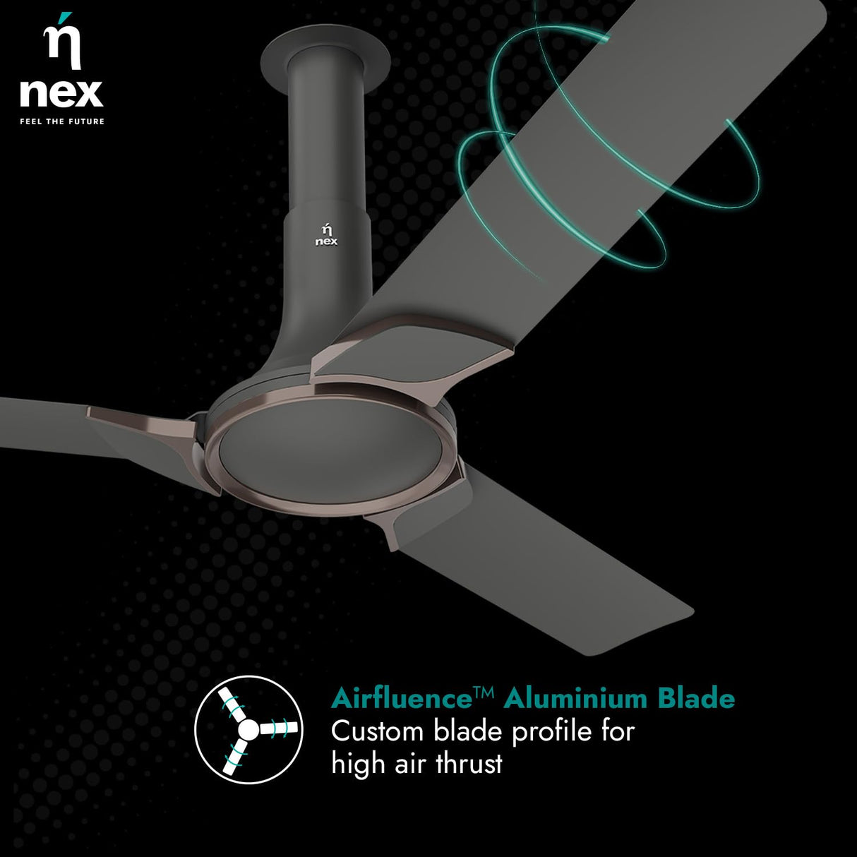 Nnex by Bajaj Glyde A50 1200mm Ceiling Fan (Granite Grey)