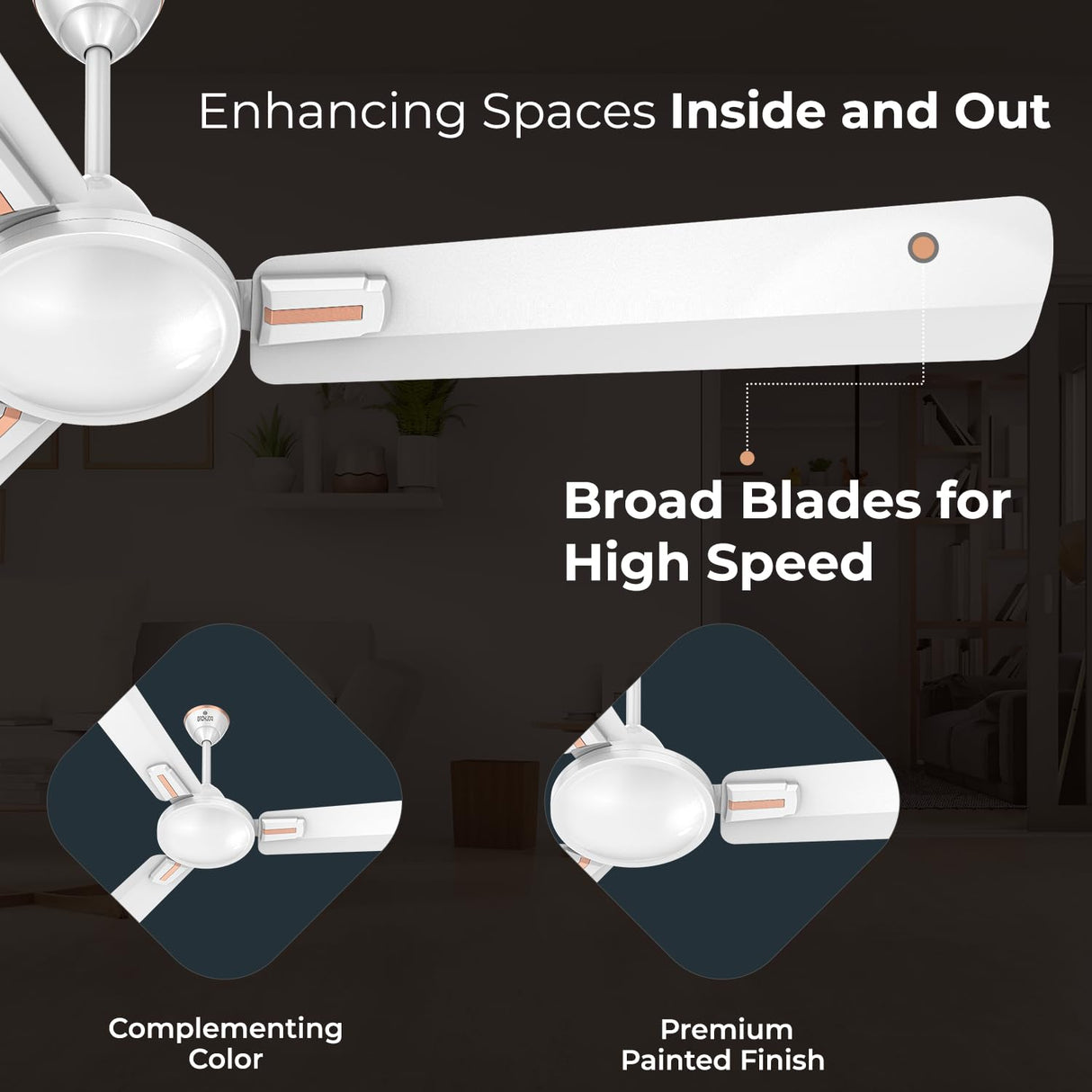 Polycab Vital Plus 900mm 1-Star Ceiling Fan (Satin White)