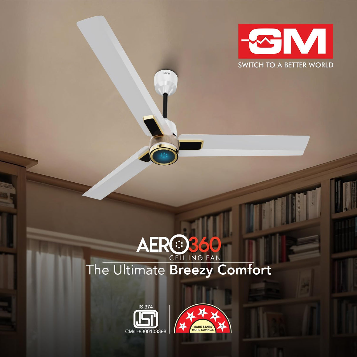 GM Aero 360 1200 mm BLDC Ceiling Fan (White Gold)