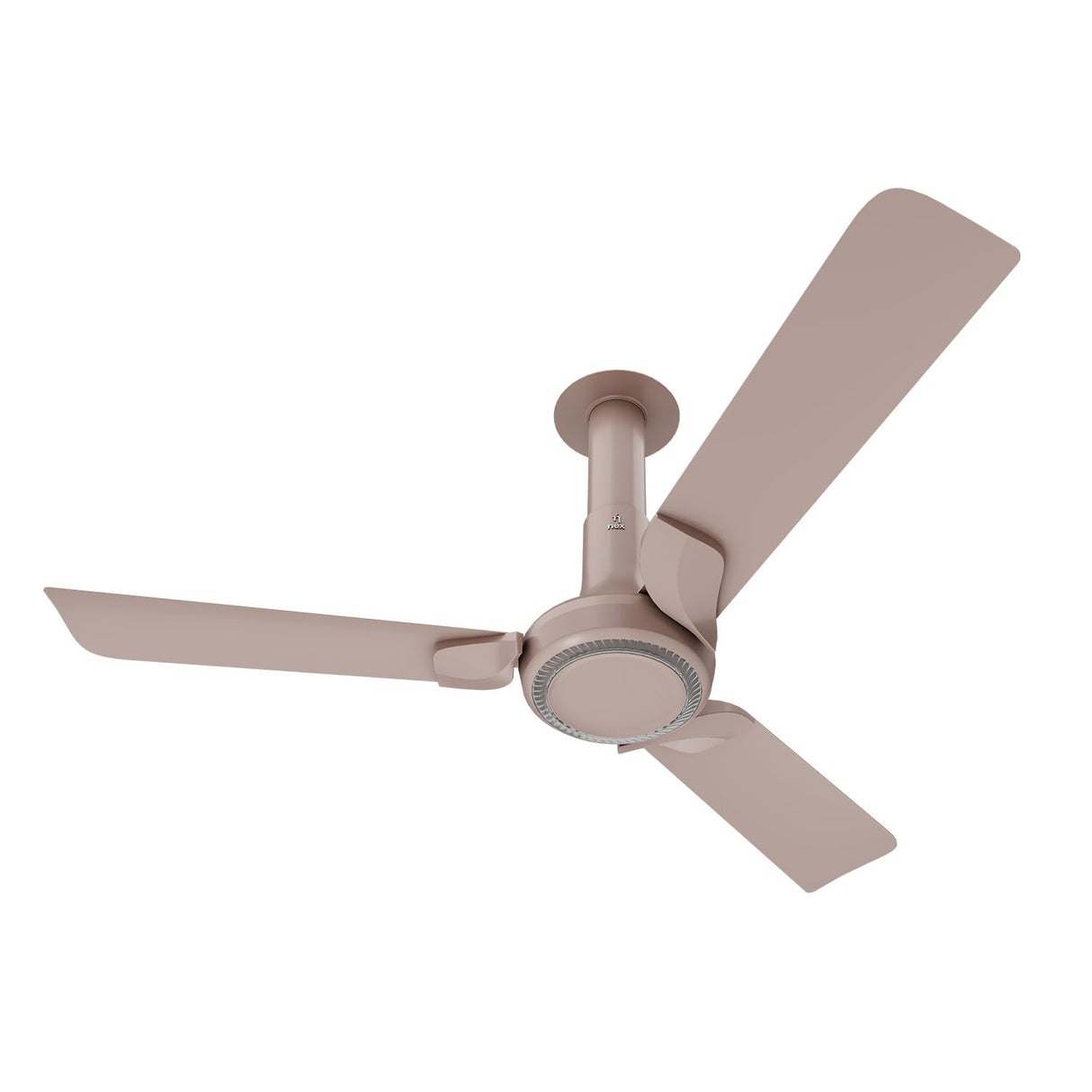 Ceiling fan with three blades on a white background
