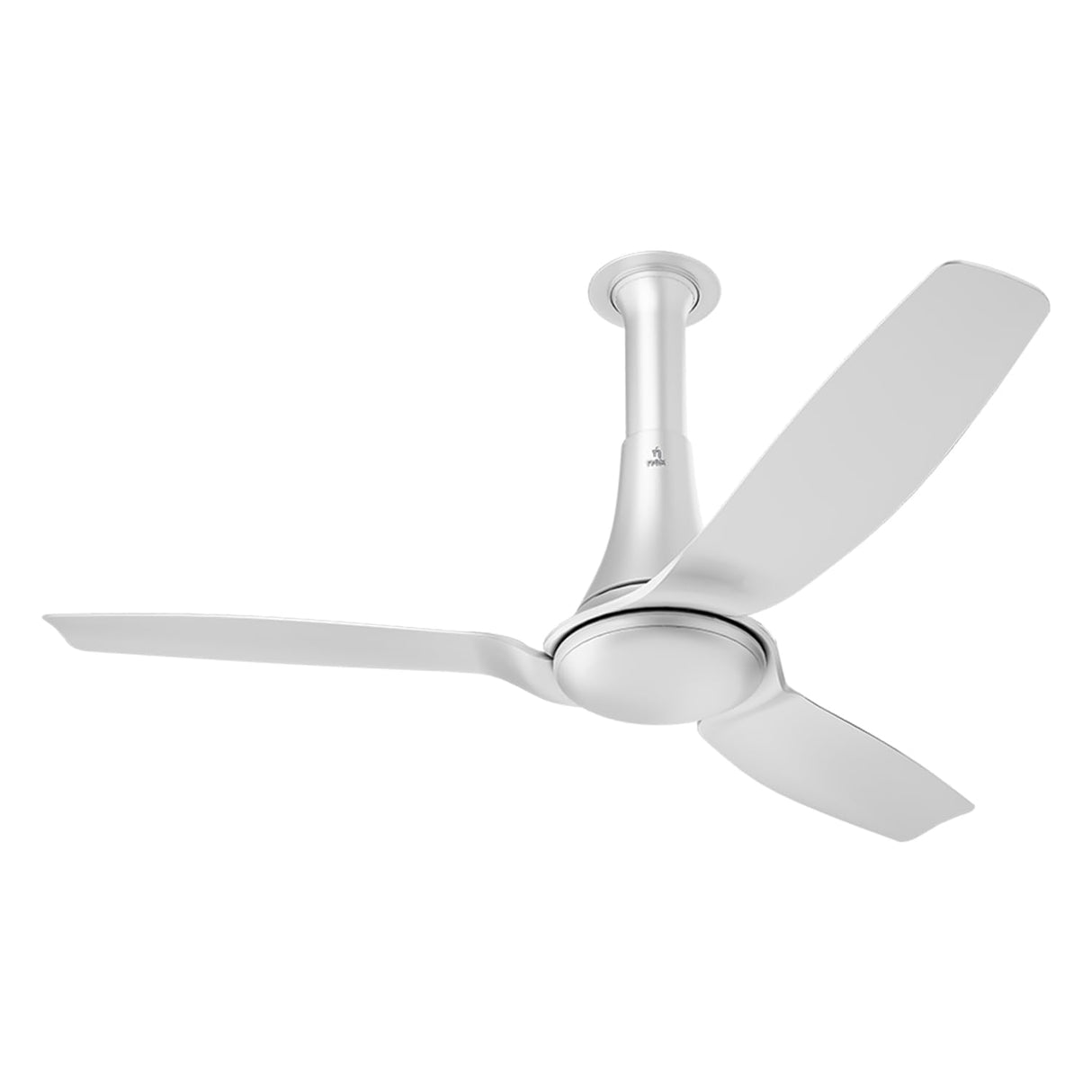 Ceiling fan with three blades on a white background