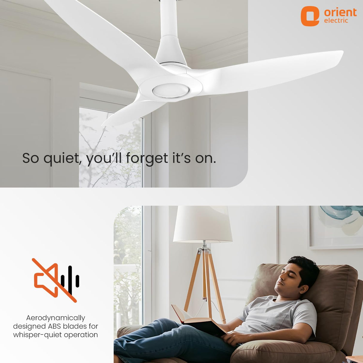 Orient Aeroquiet Neu Bldc 5S 1230mm Ceiling Fan White