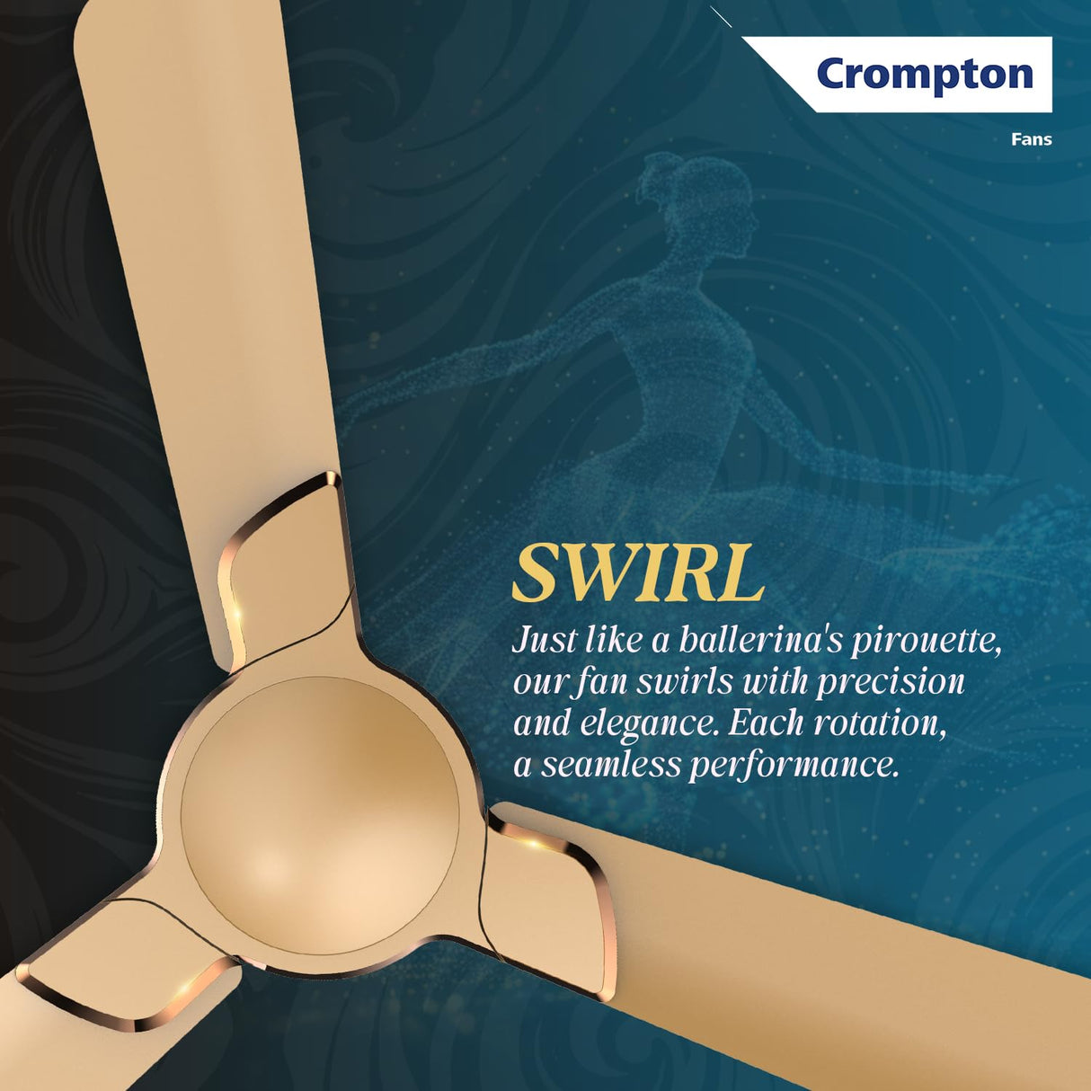 Crompton Premion Avancer Swirl 1200mm Ceiling Fan (Cocoa Gold)