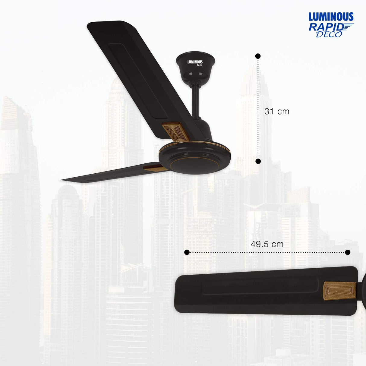 RR Signature Rapid Deco 1200mm Ceiling Fan (Velvet Brown)