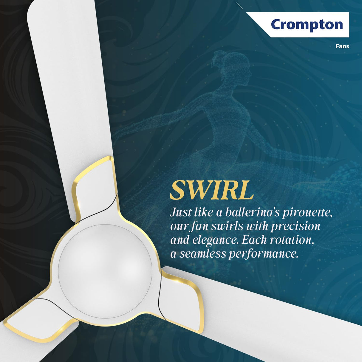 Crompton Premion Avancer Swirl 1200mm Ceiling Fan (Conch Cream)