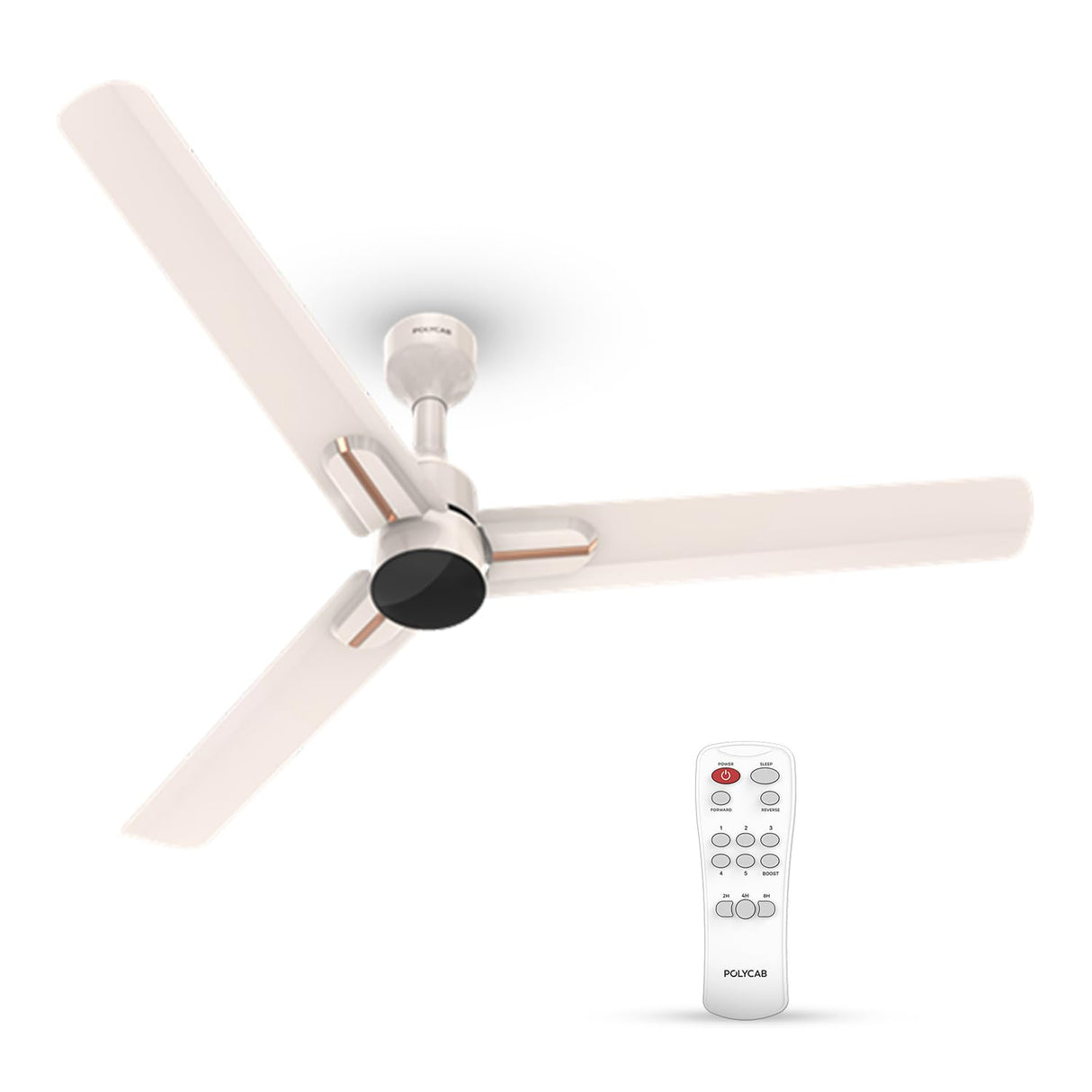 Polycab Wizzy Neo 1200mm 5-Star BLDC Ceiling fan with remote (Beige Rose gold)