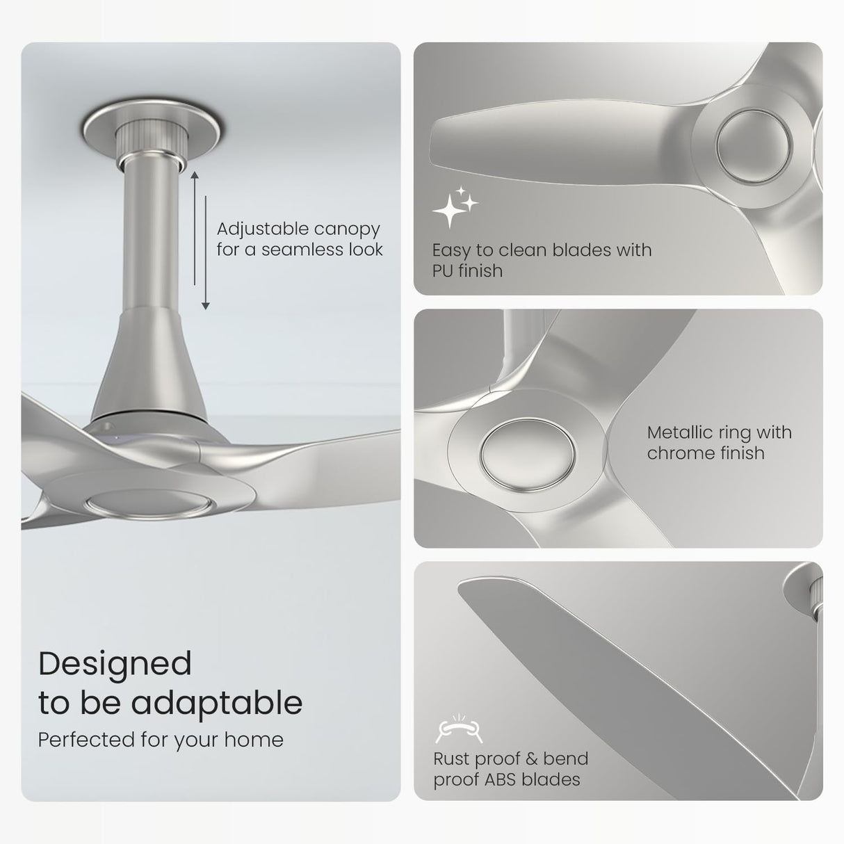 Orient Electric Aeroquiet Neu BLDC 1230mm Ceiling Fan with remote (Platinum Gold)