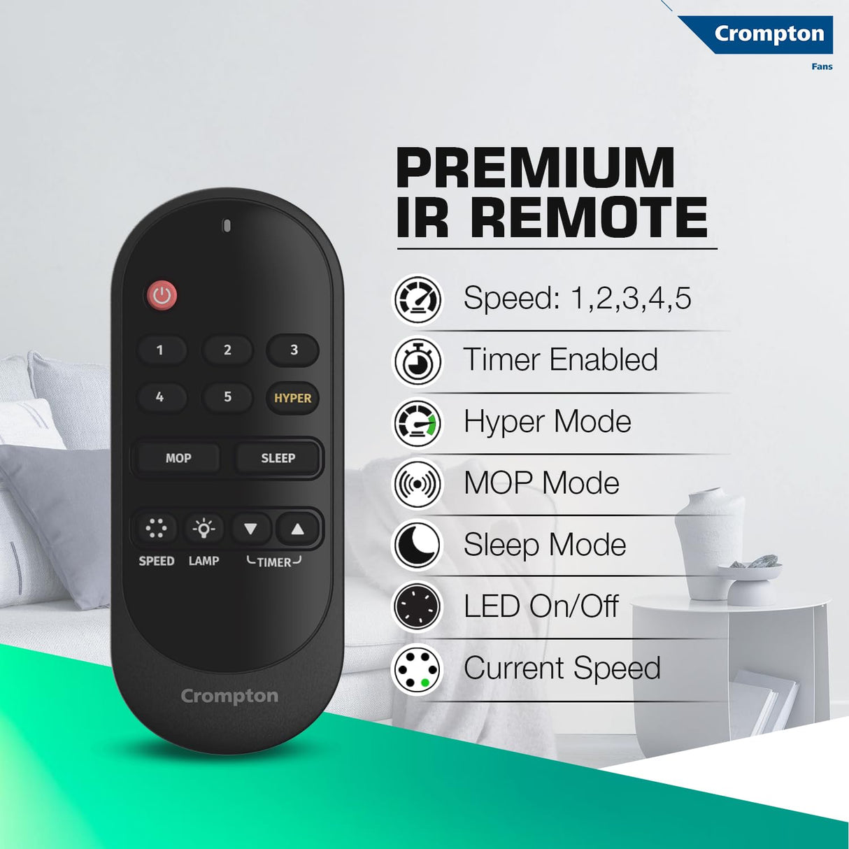 Crompton Energion Niteo 1200 mm BLDC Ceiling Fan (Matte Black)