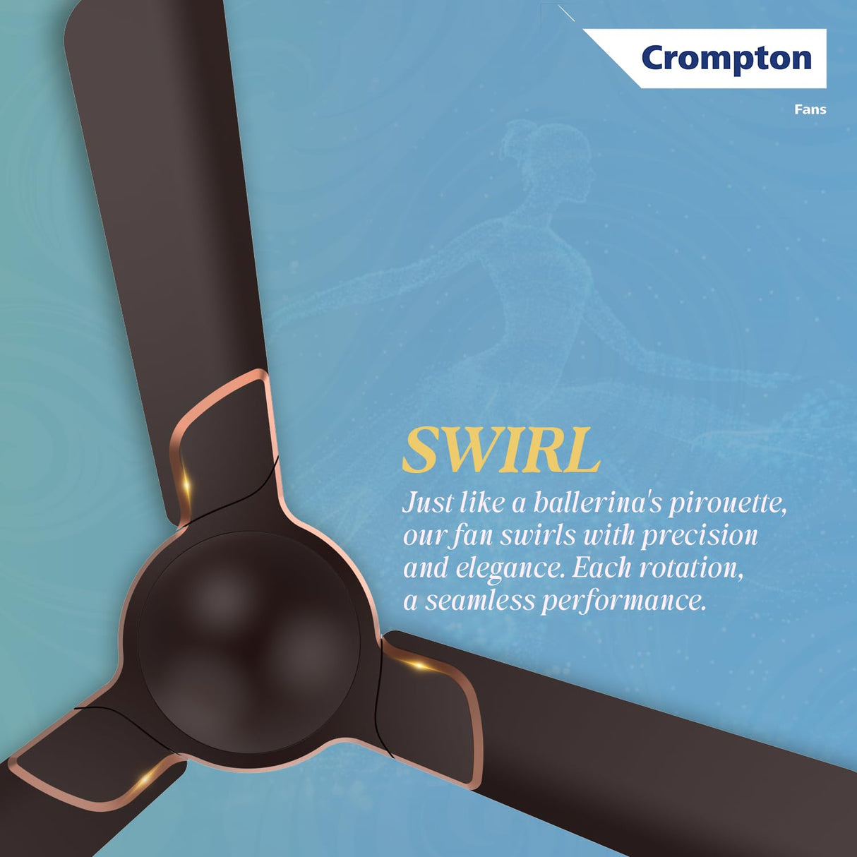 Crompton Premion Avancer Swirl 1200mm Ceiling Fan (Americano Brown)
