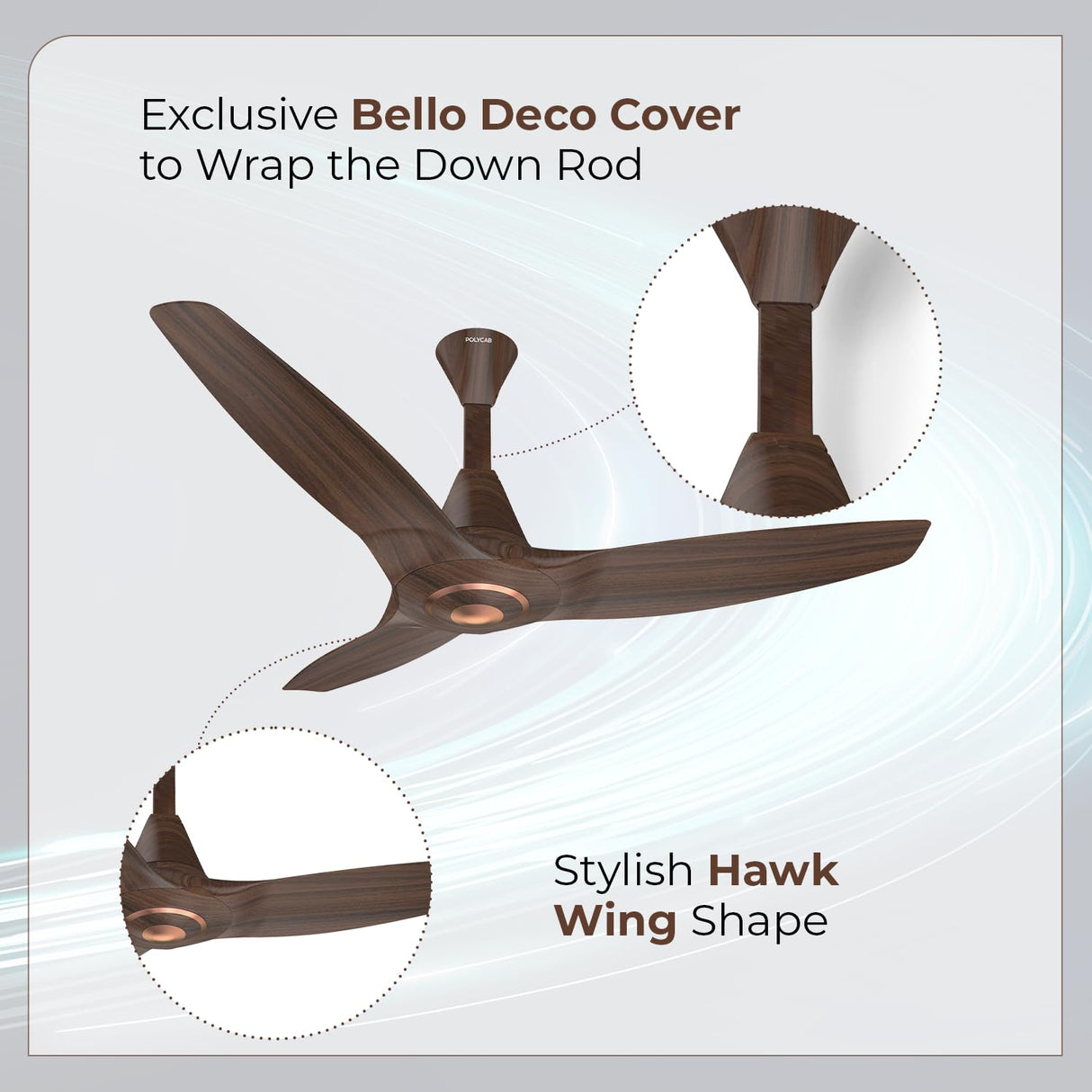 Polycab Silencio Cruiser 1200mm BLDC Ceiling Fan (Walnut Wood Copper)