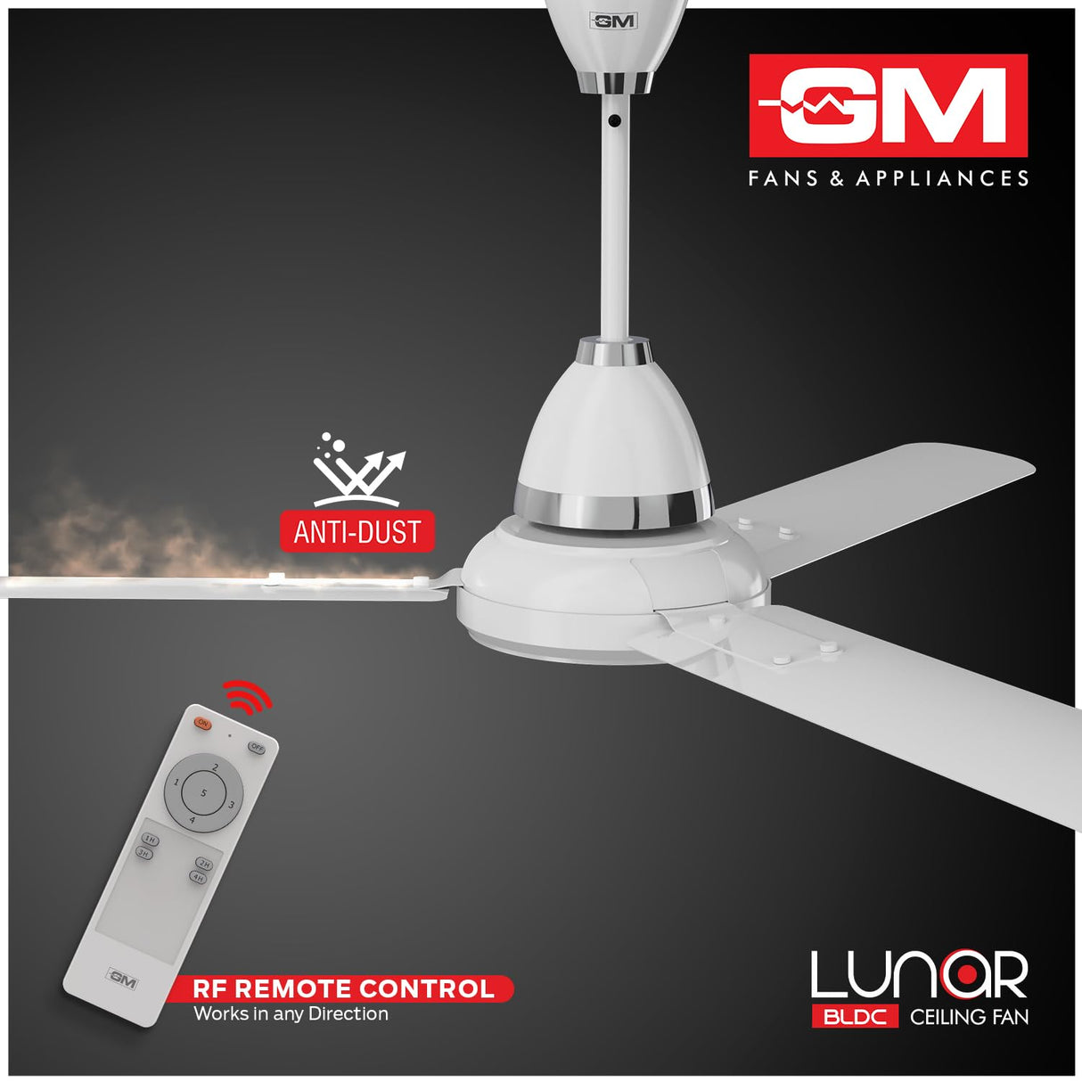 GM Lunar 1200mm BLDC Ceiling Fan (Moon White)