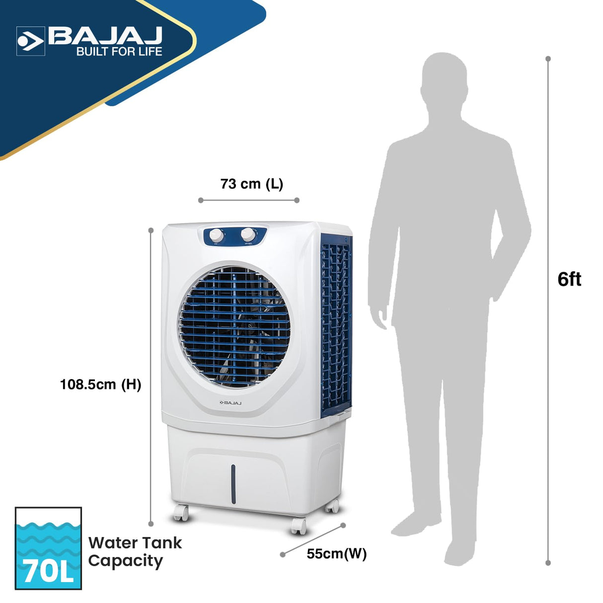 Bajaj Shield Series Velar 70L Desert Air Cooler White