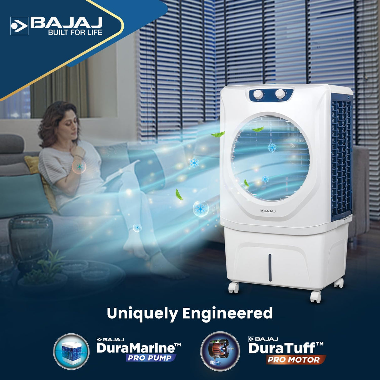 Bajaj Shield Series Velar 70L Desert Air Cooler White