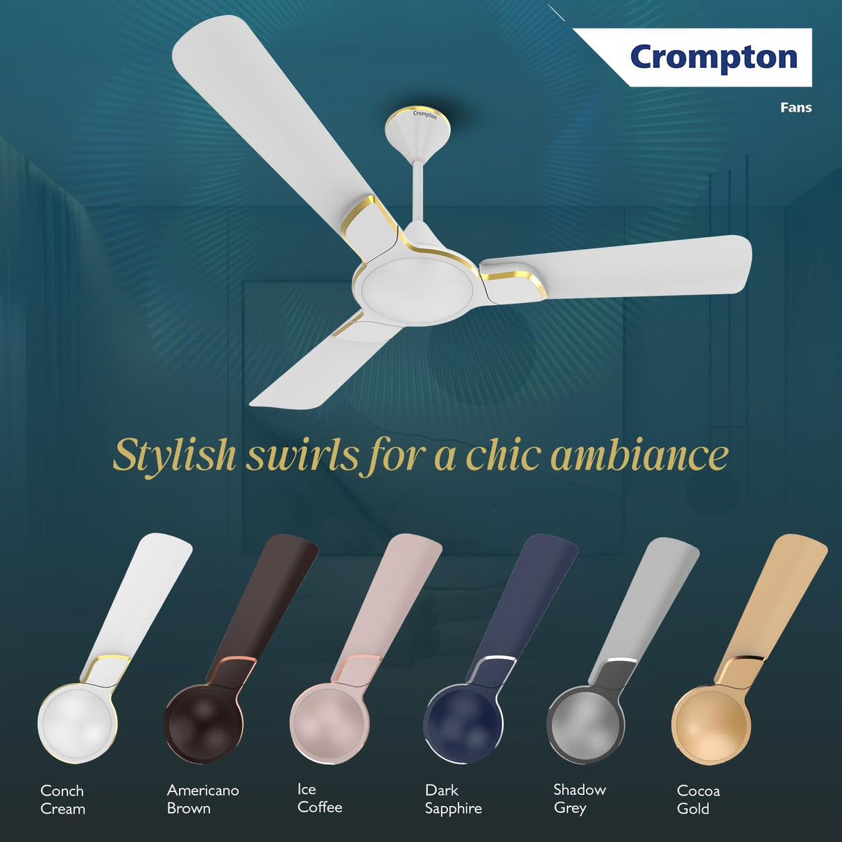 Crompton Premion Avancer Swirl 1200mm Ceiling Fan (Conch Cream)