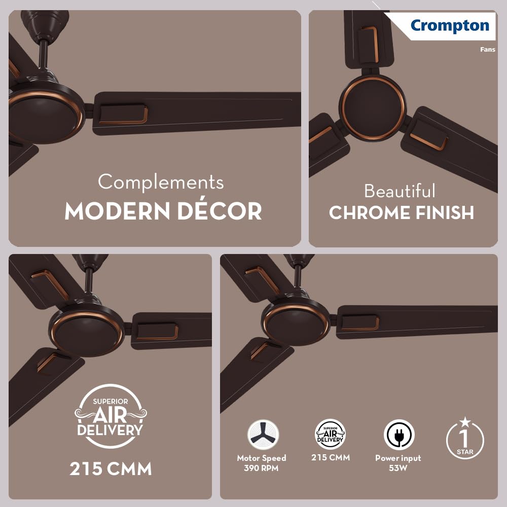 Crompton Surebreeze Lerone 1200 mm Ceiling Fan (Smoked Brown)