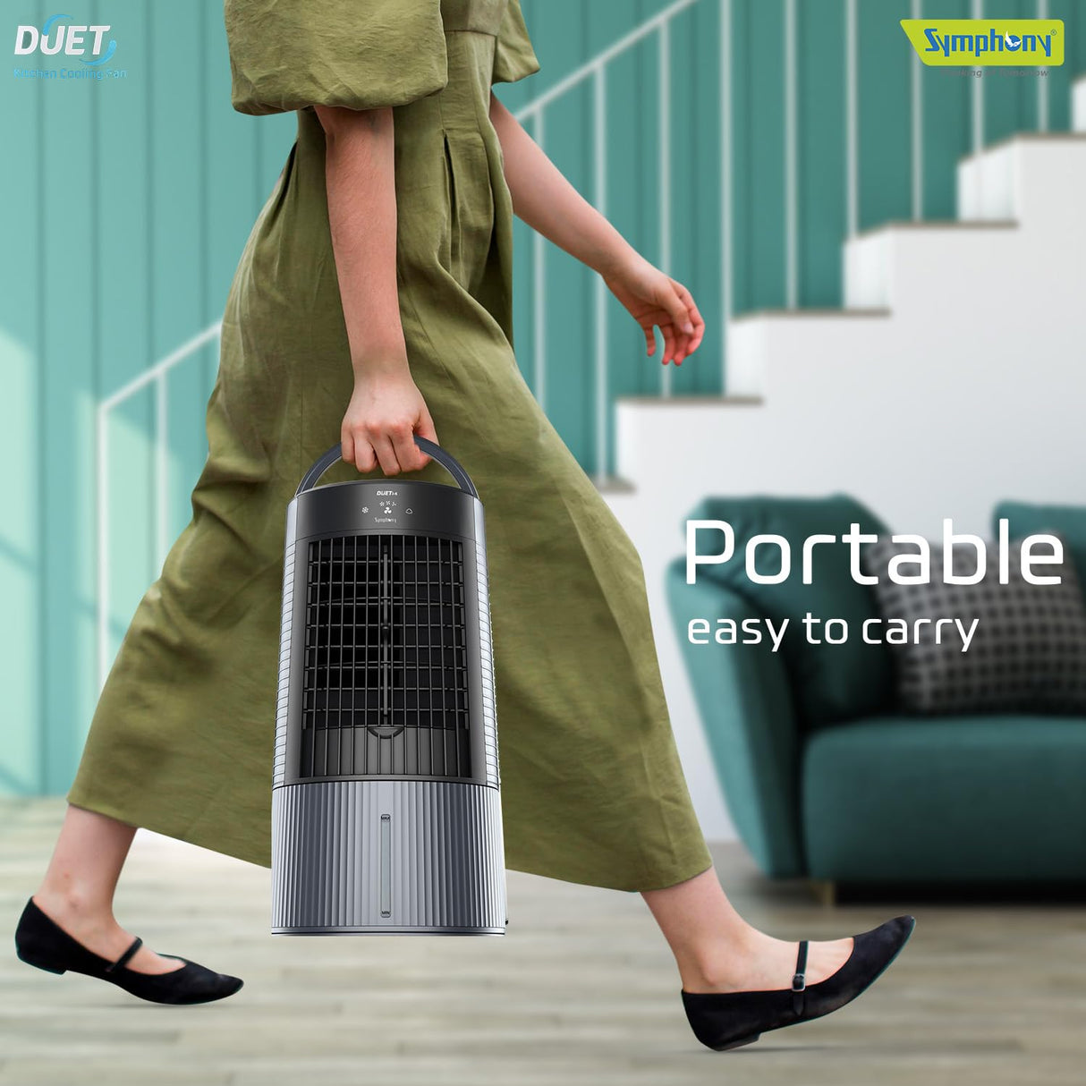 Symphony Duet-i Kitchen Cooling Personal fan with Ice chamber, Digital Display, Mood Lights