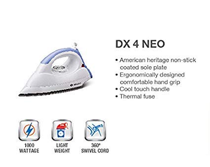 Bajaj DX4 NEO 1000 Watts Dry Iron (White/Lavender)