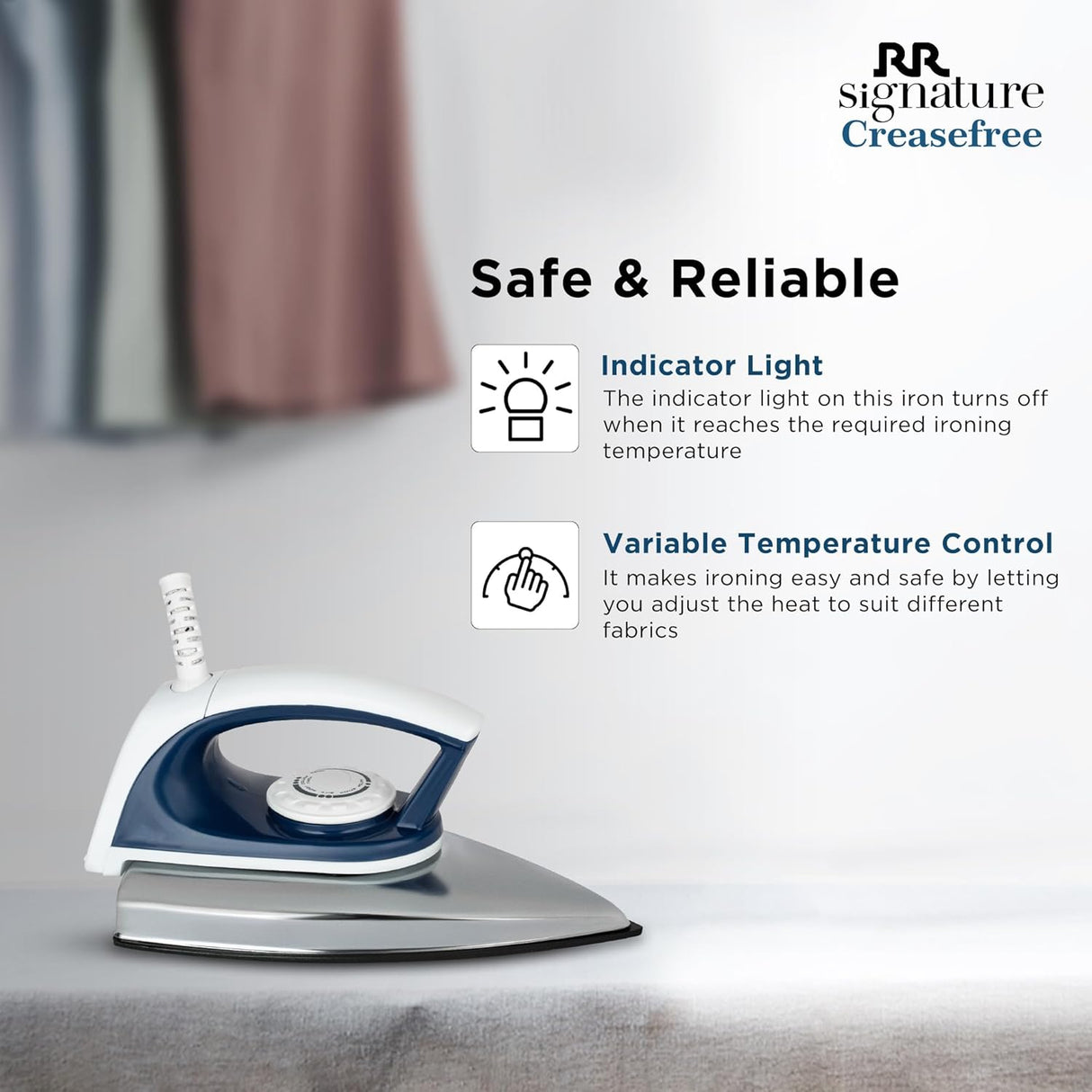 RR Signature Crease free 800-Watt Dry Iron (Blue&White)