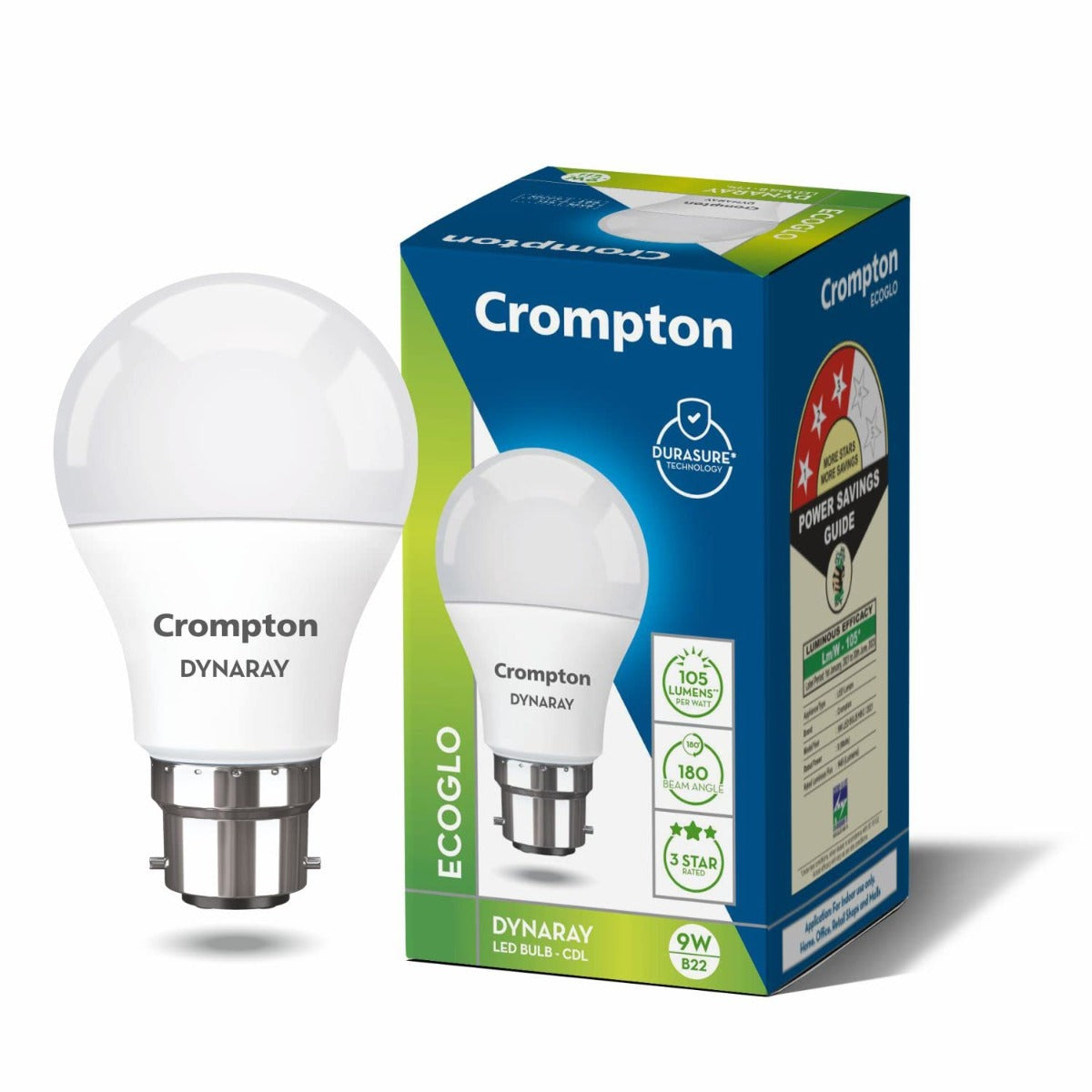 A Crompton DynaRay Bulb is 9W