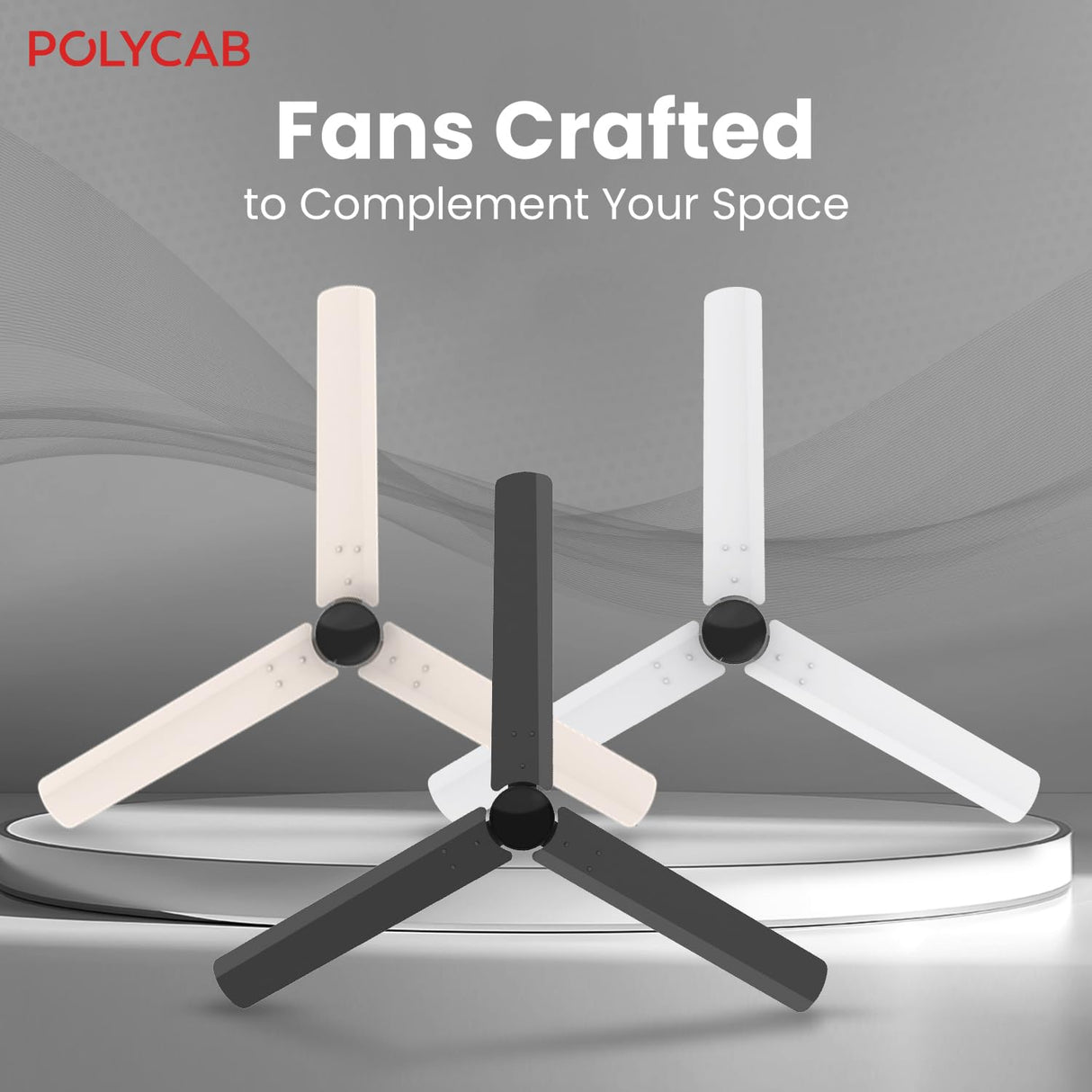 Polycab Wizzy Plus 1200mm 5-Star BLDC Ceiling fan with remote (Matt White Black)