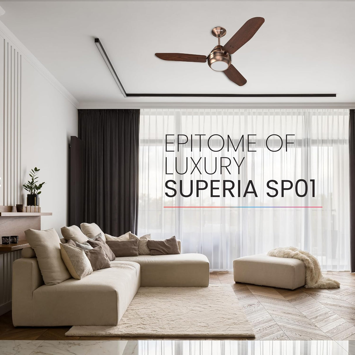 Polycab Superia SP01 1200mm Premium Underlight Ceiling fan (Antique Copper Rosewood)