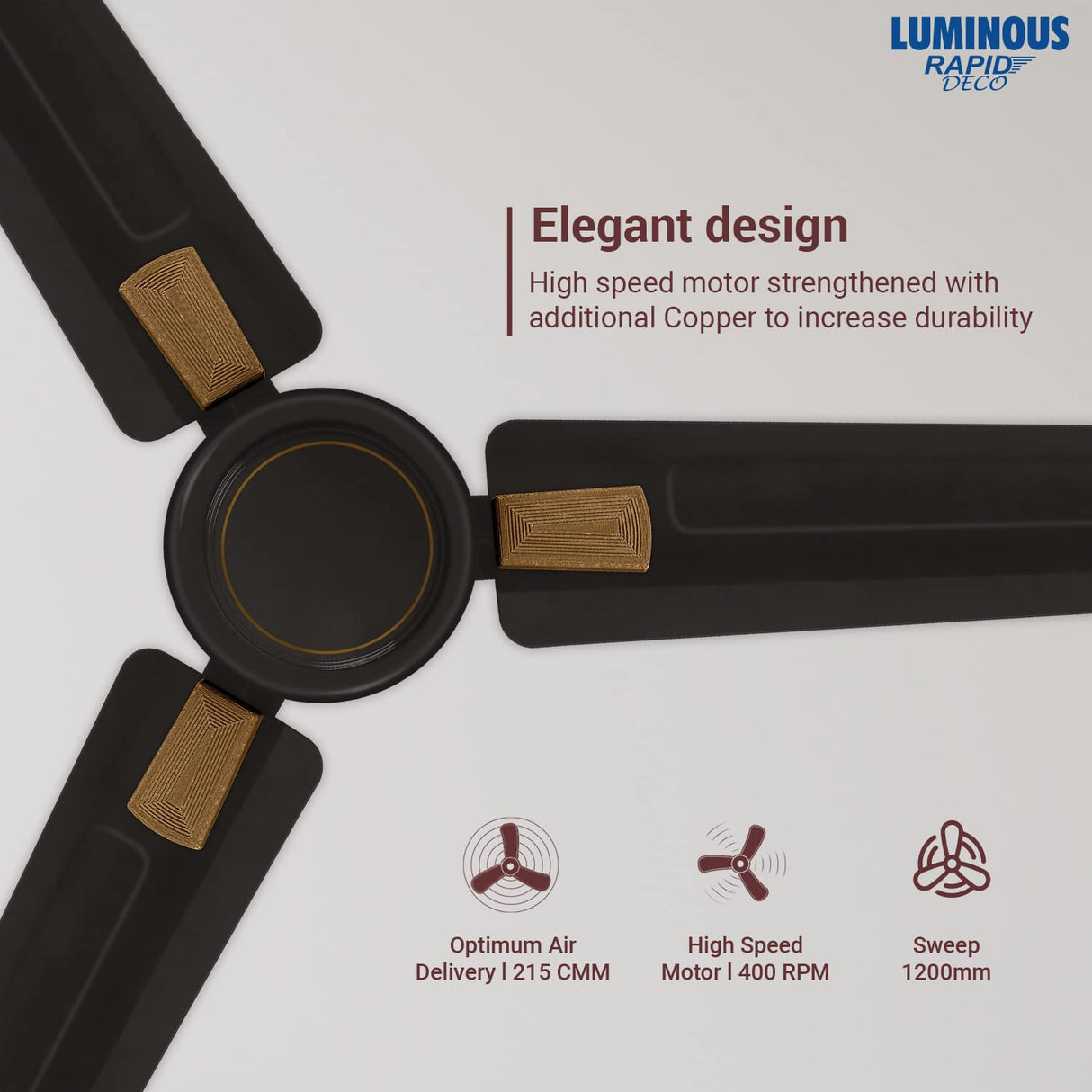 RR Signature Rapid Deco 1200mm Ceiling Fan (Velvet Brown)