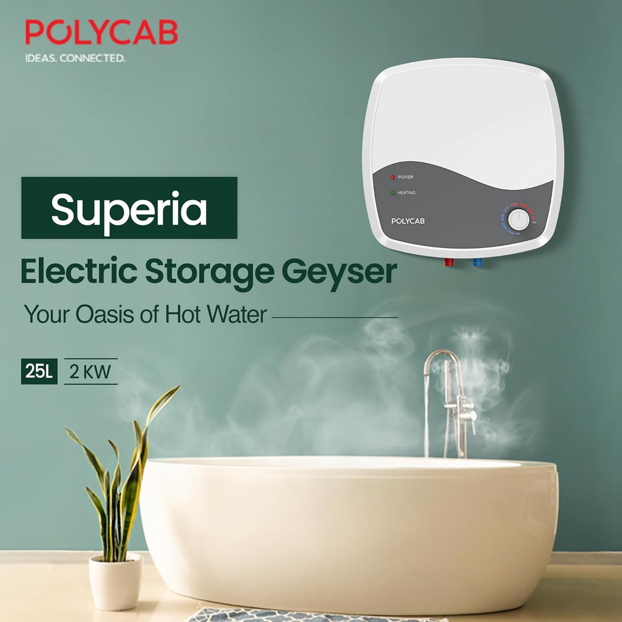 Polycab Superia 25L Plastic Body Geyser (White Grey)