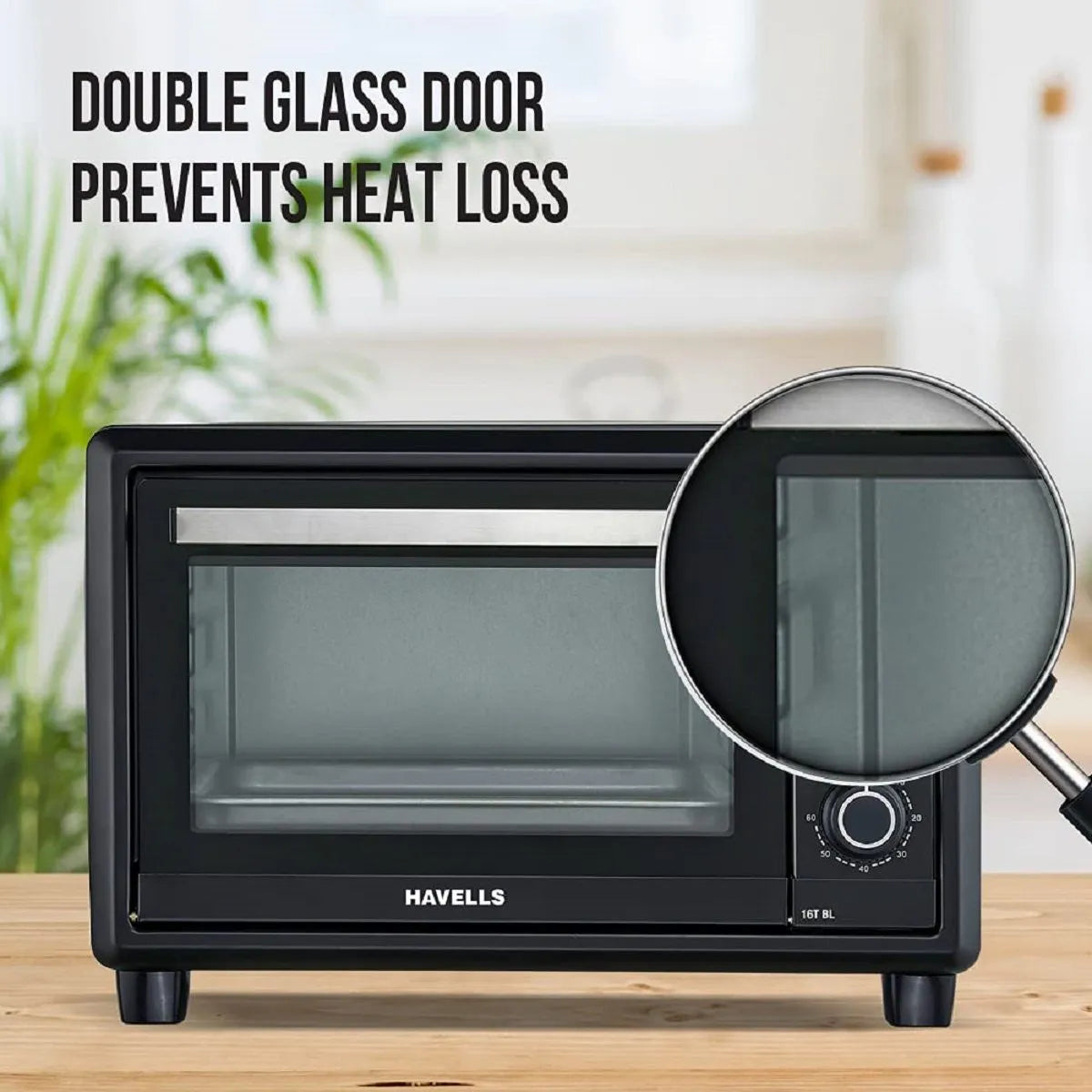 Havells 16T BL 1200W Oven Toaster Grill | OTG | 6 Heating Modes (Black)