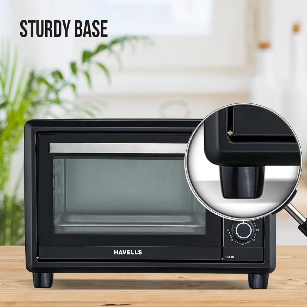 Havells 16T BL 1200W Oven Toaster Grill | OTG | 6 Heating Modes (Black)