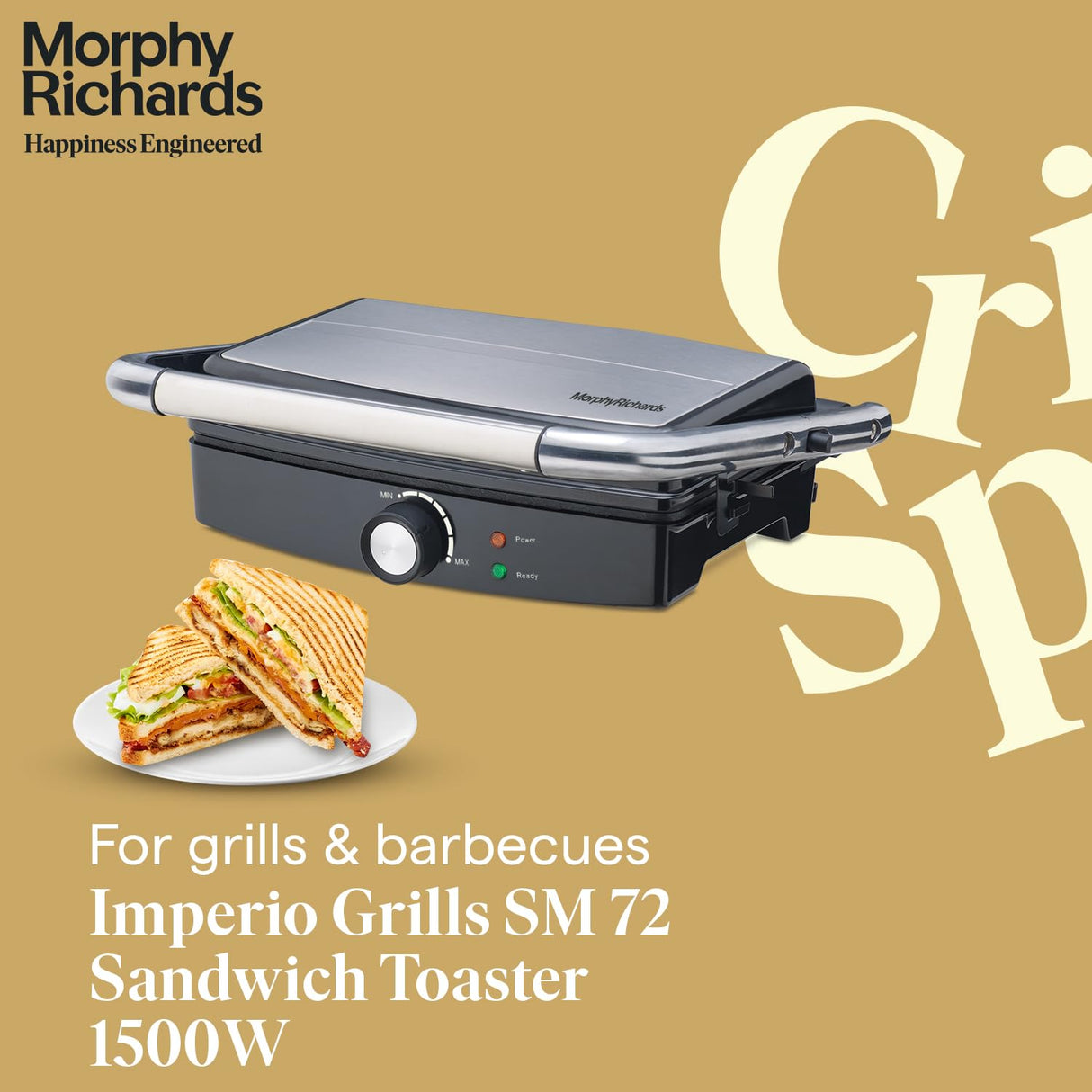 Morphy Richards Imperio Series Sandwich Maker 72 Contact Grill 1500 Watts (Black)