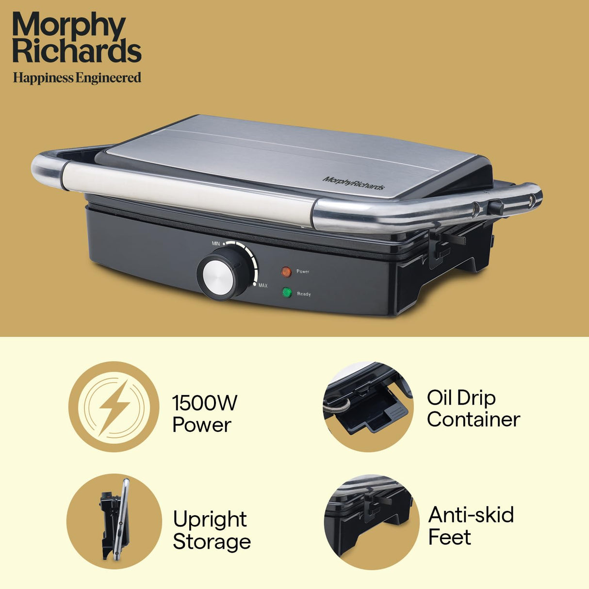 Morphy Richards Imperio Series Sandwich Maker 72 Contact Grill 1500 Watts (Black)