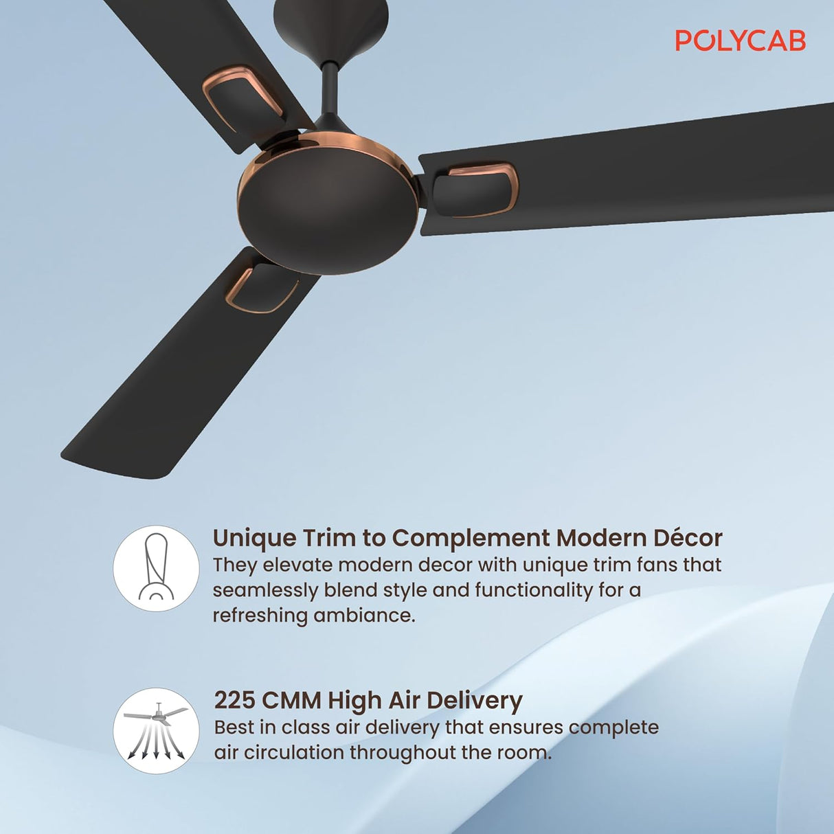 Polycab Aerobliss 1200 mm Ceiling Fan (Onxy Black)