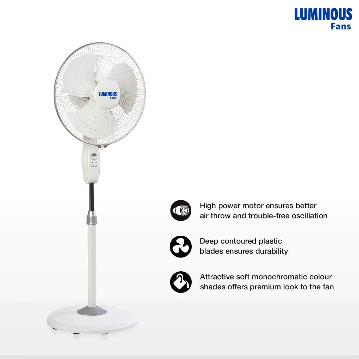 high speed pedestal fans 400mm has high power motor which ensure high durability and attractive look of the fan .