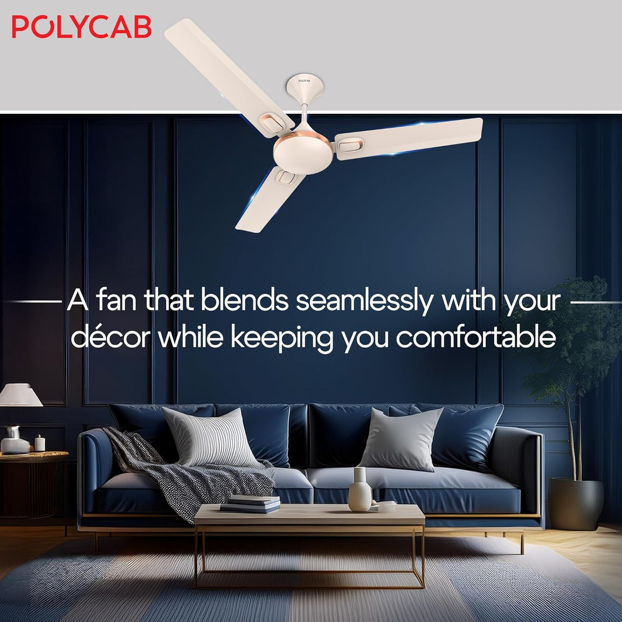 Polycab Aereo Prime 1200mm Ceiling Fan (Beige Rosegold)