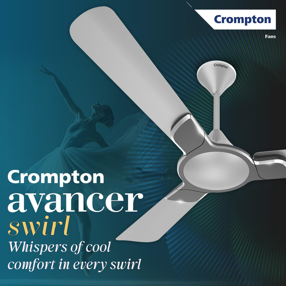 Crompton Premion Avancer Swirl 1200mm Ceiling Fan (Shadow Grey)