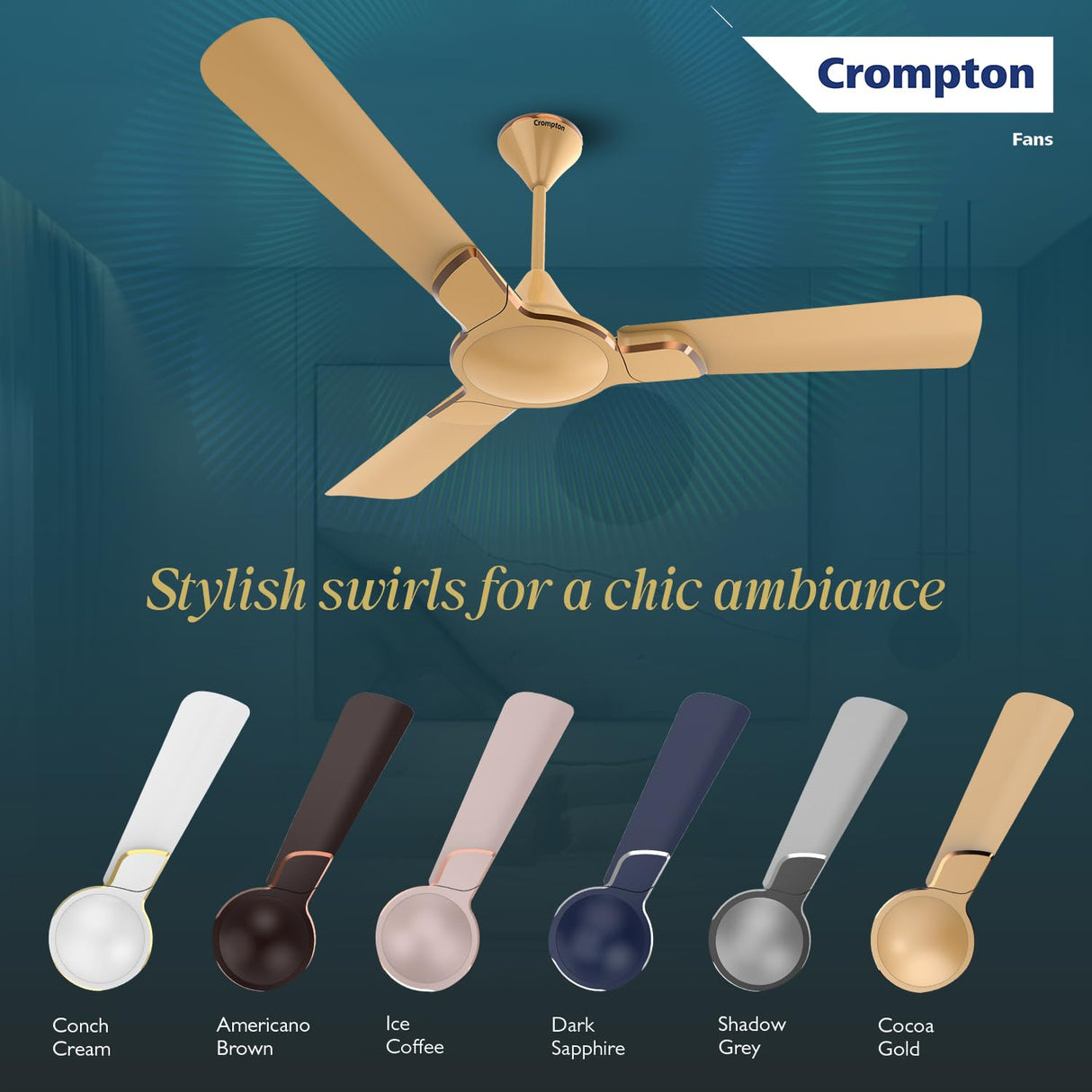 Crompton Premion Avancer Swirl 1200mm Ceiling Fan (Cocoa Gold)