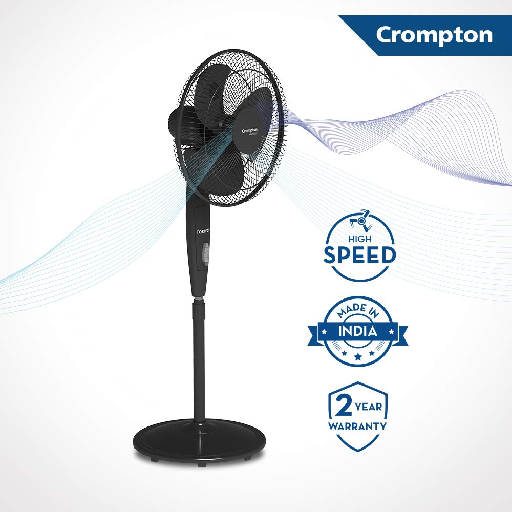 Crompton HighSpeed Torpedo 400mm Pedestal Fan (Black)
