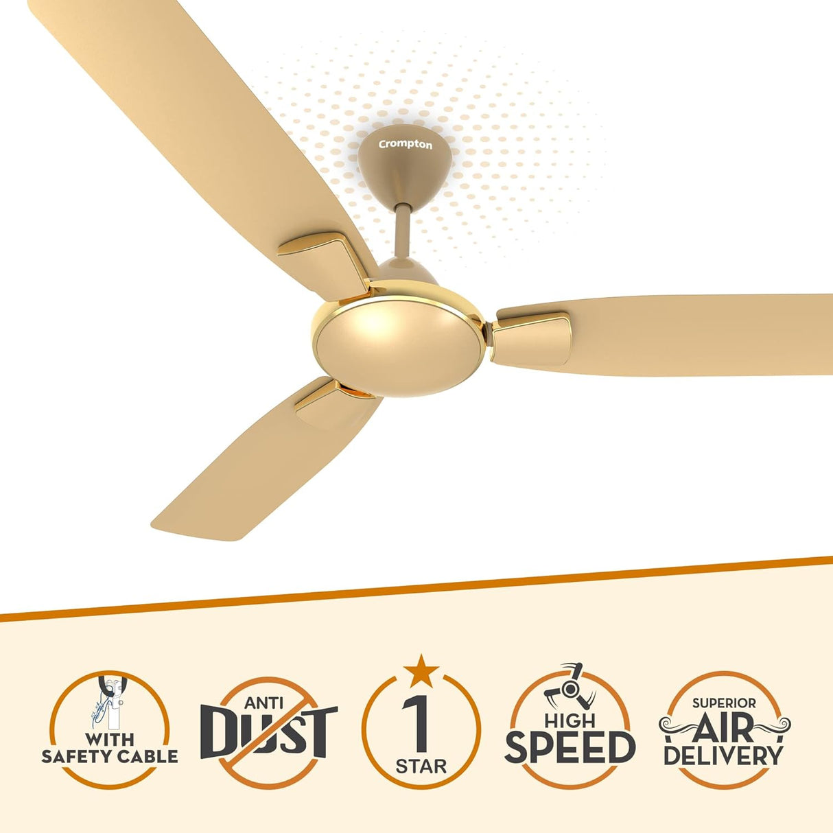 Crompton Toro 1200mm High Speed | 1-Star Rated Ceiling Fan (Birken Effect)