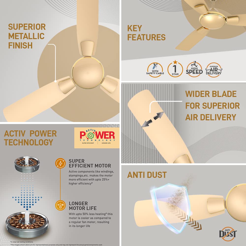 Crompton Toro 1200mm High Speed | 1-Star Rated Ceiling Fan (Birken Effect)